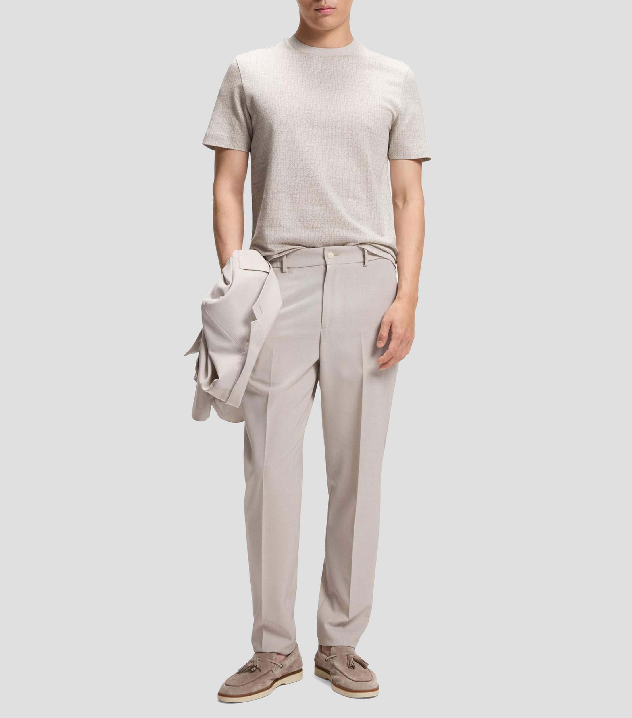 Playera de algodón con motivo de punto de jacquard en dos tonos Hombre